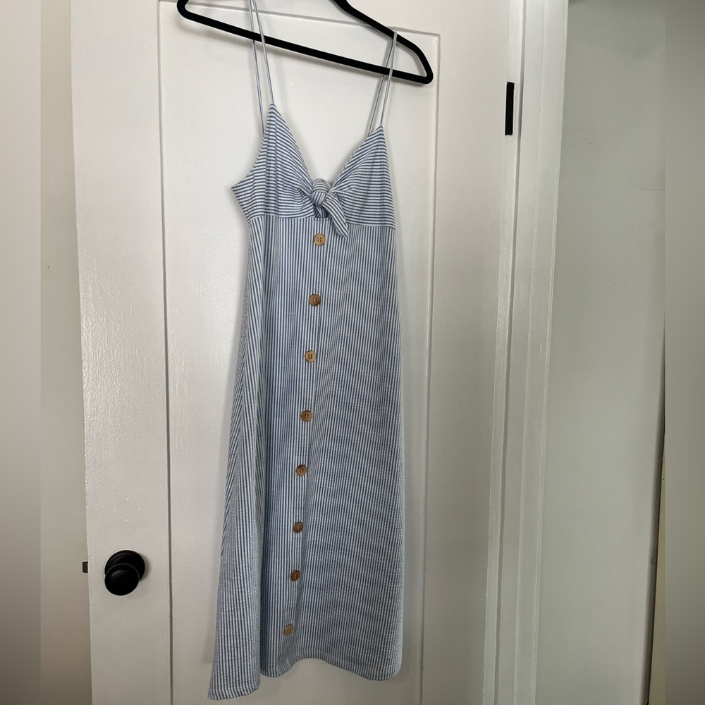 Zara blue and white striped midi dress